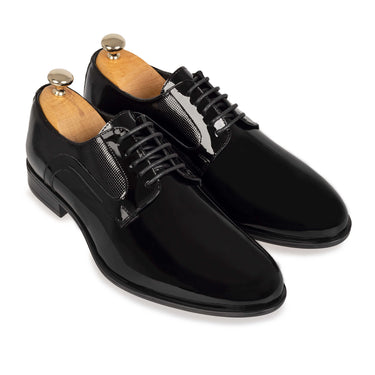 Pantofi eleganți bărbați din piele naturală lăcuită 030 Black