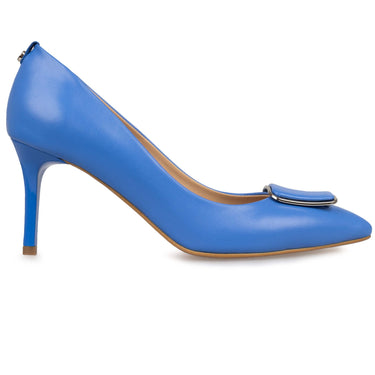 Pantofi damă stiletto, piele naturală, toc mediu 05 albastru