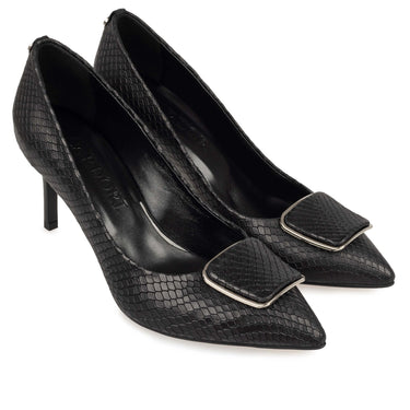 Pantofi damă stiletto din piele naturală, toc mediu 05 Black One