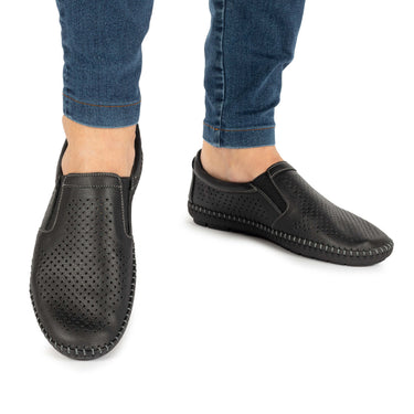 Pantofi perforați bărbați confort Black - CARDORI
