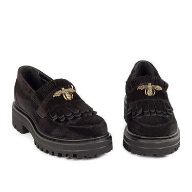 Pantofi damă din piele naturală CLARISA Black Velur
